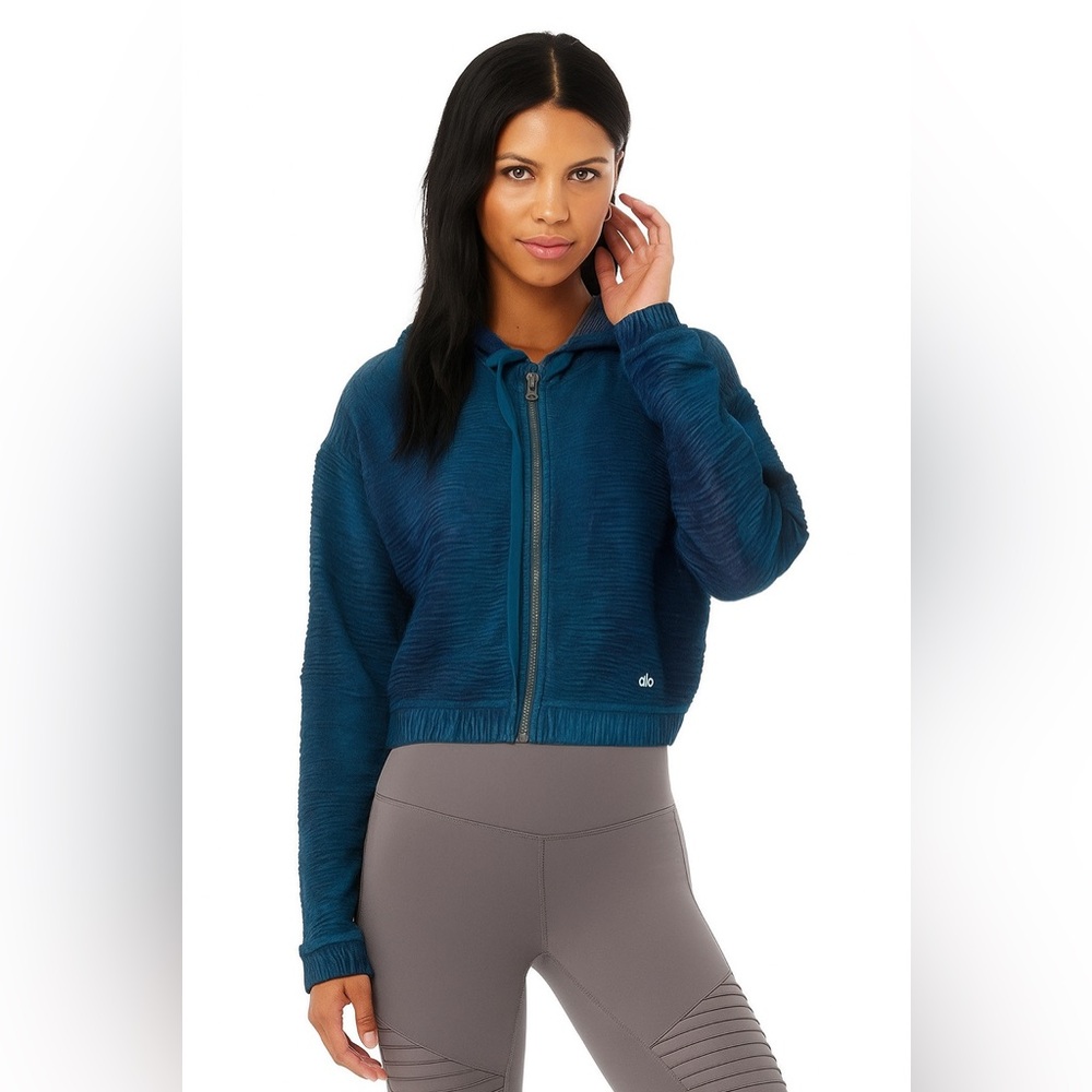 Alo Yoga Dynamic Jacket Rare🦄 Legion Blue Size Medium Hooded Full Zip